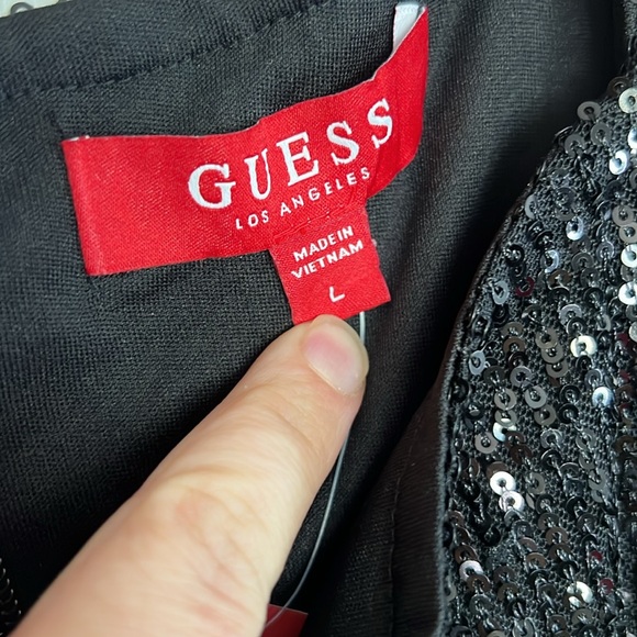 NWT Guess Shanti Sequin Dress Black sz L - Picture 2 of 8